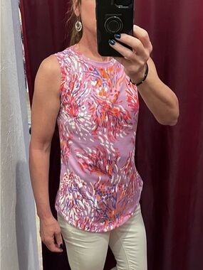 Belle by Kim Gravel Pink Multicolor Abstract Tank